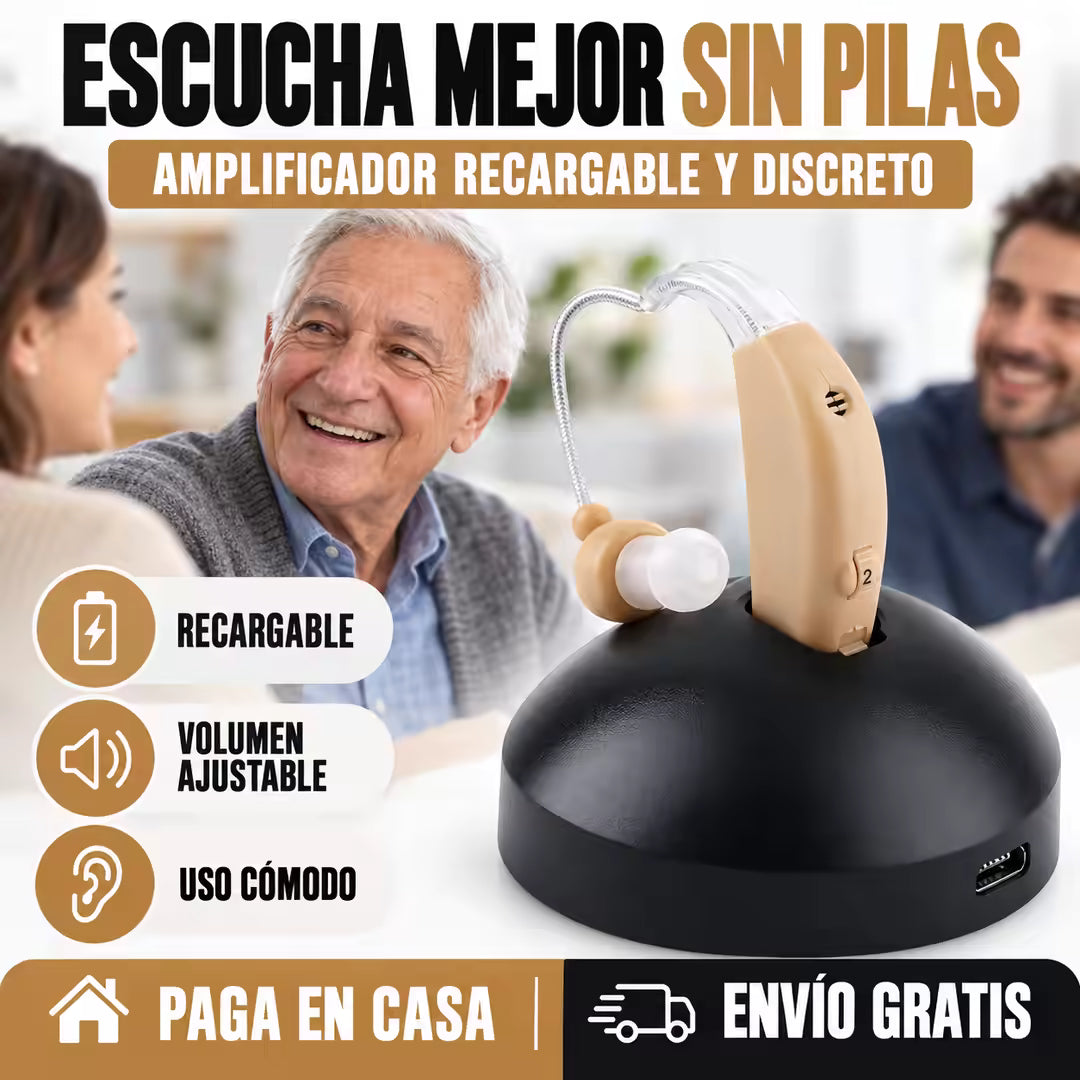 Audífono Amplificador Recargable para personas con problemas Auditivos®