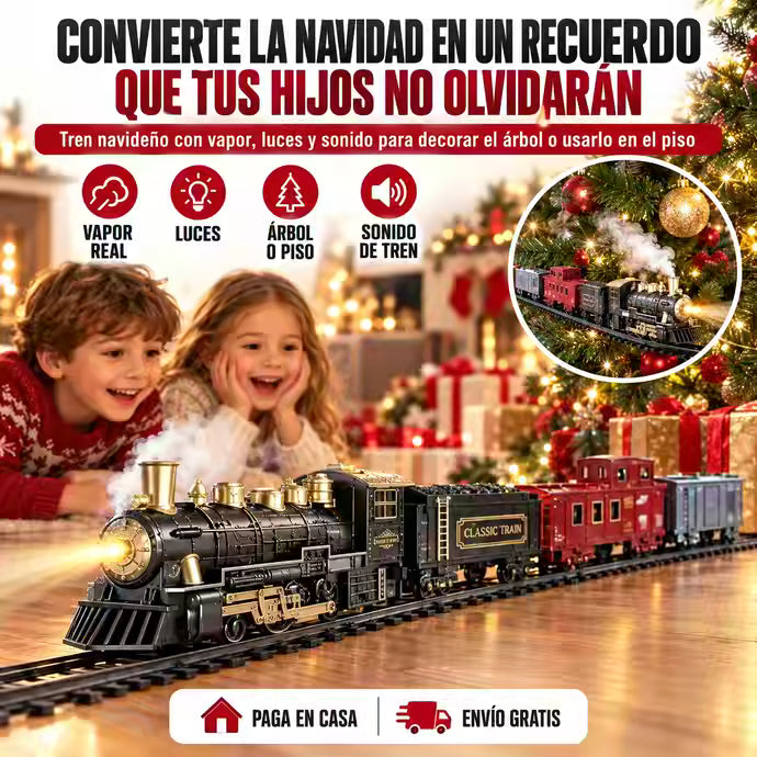 Tren Navideño clásico  con luz sonido y vapor®