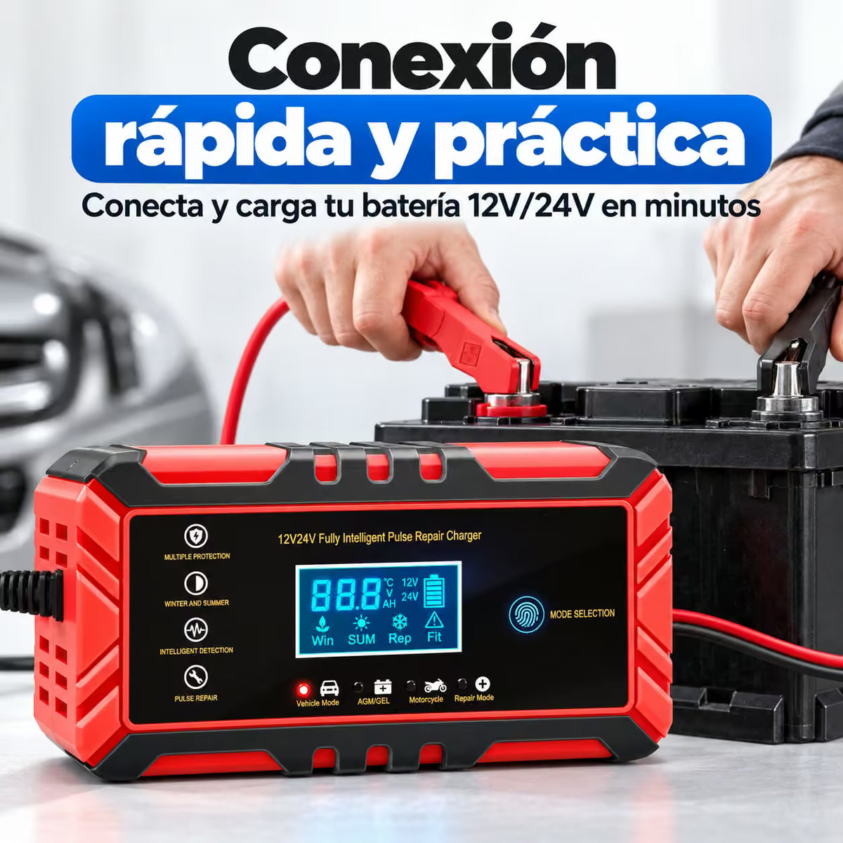 ElectroPulse™ Cargador Inteligente y Restaurador de Baterías