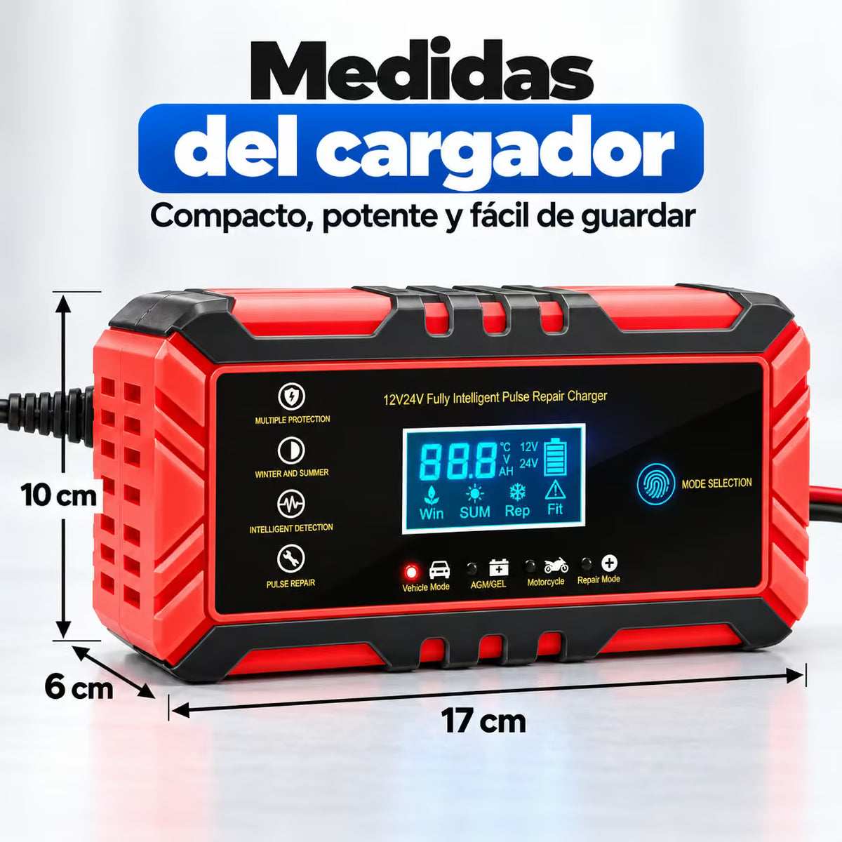 ElectroPulse™ Cargador Inteligente y Restaurador de Baterías