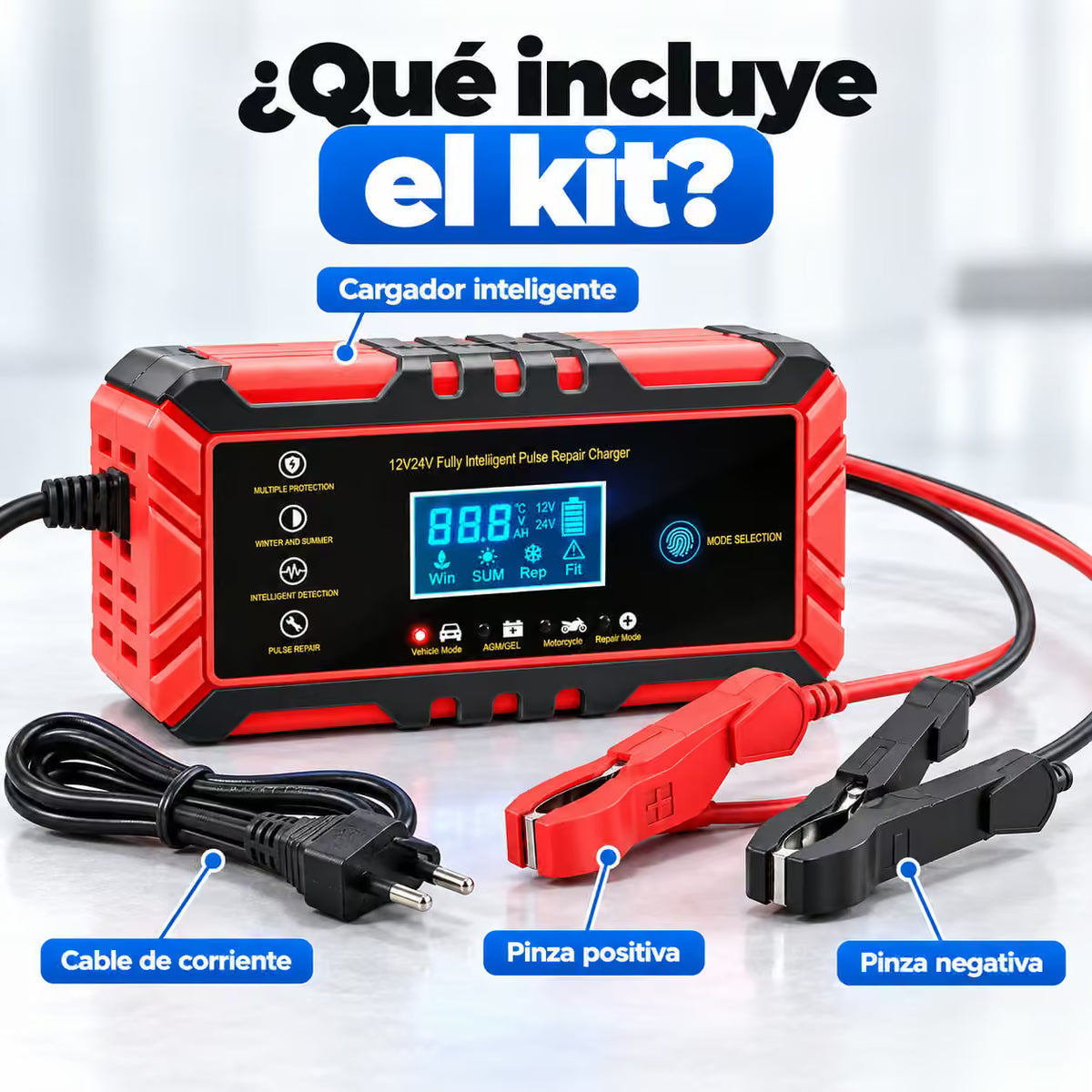 ElectroPulse™ Cargador Inteligente y Restaurador de Baterías