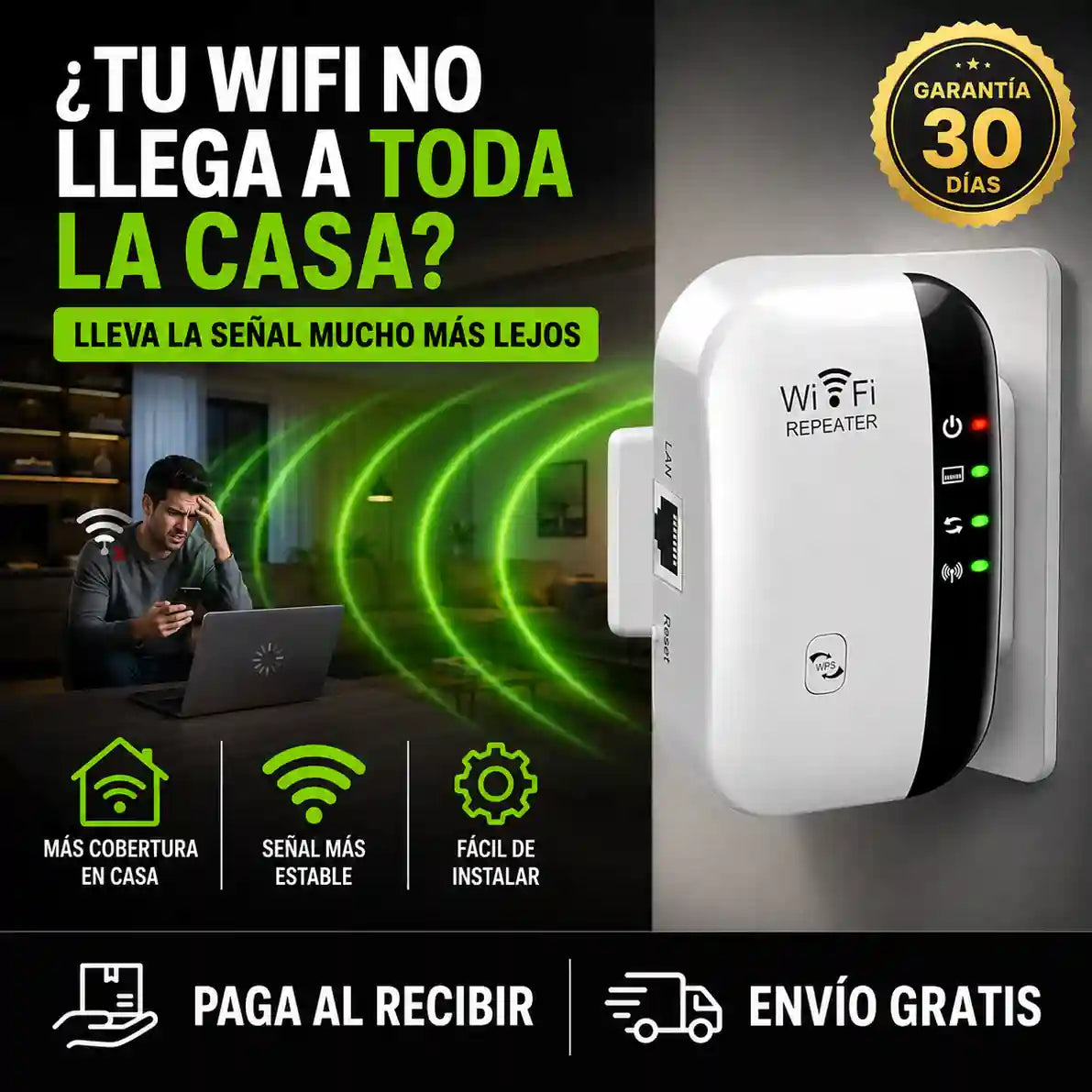 Repetidor WiFi, ROMPEMUROS (30 Mtrs)