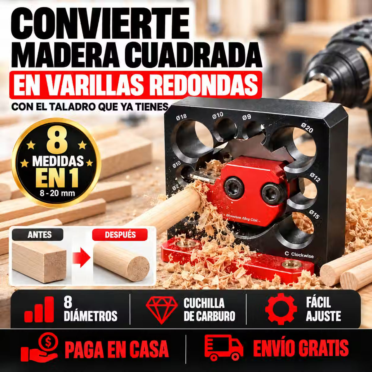 TarugoPro 8X, Fabricador de Tarugos y Varillas de Madera®