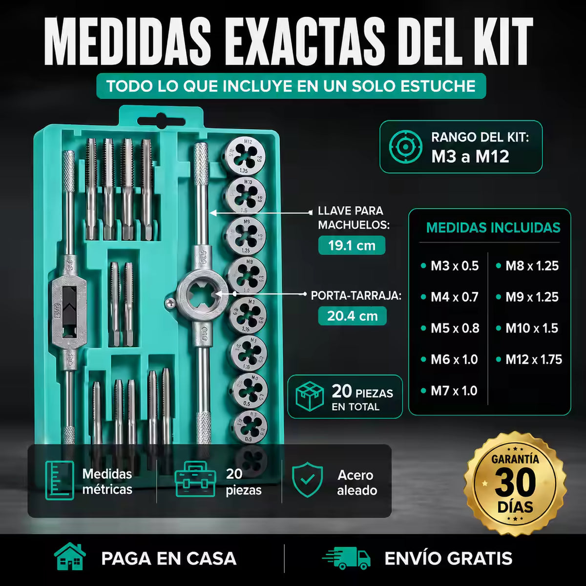 Kit De Machuelos y  tarrajas De Acero™