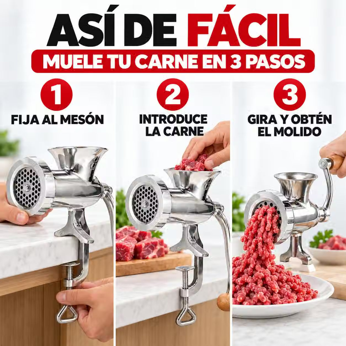 Molino Manual para Moler Carne y verduras en Casa