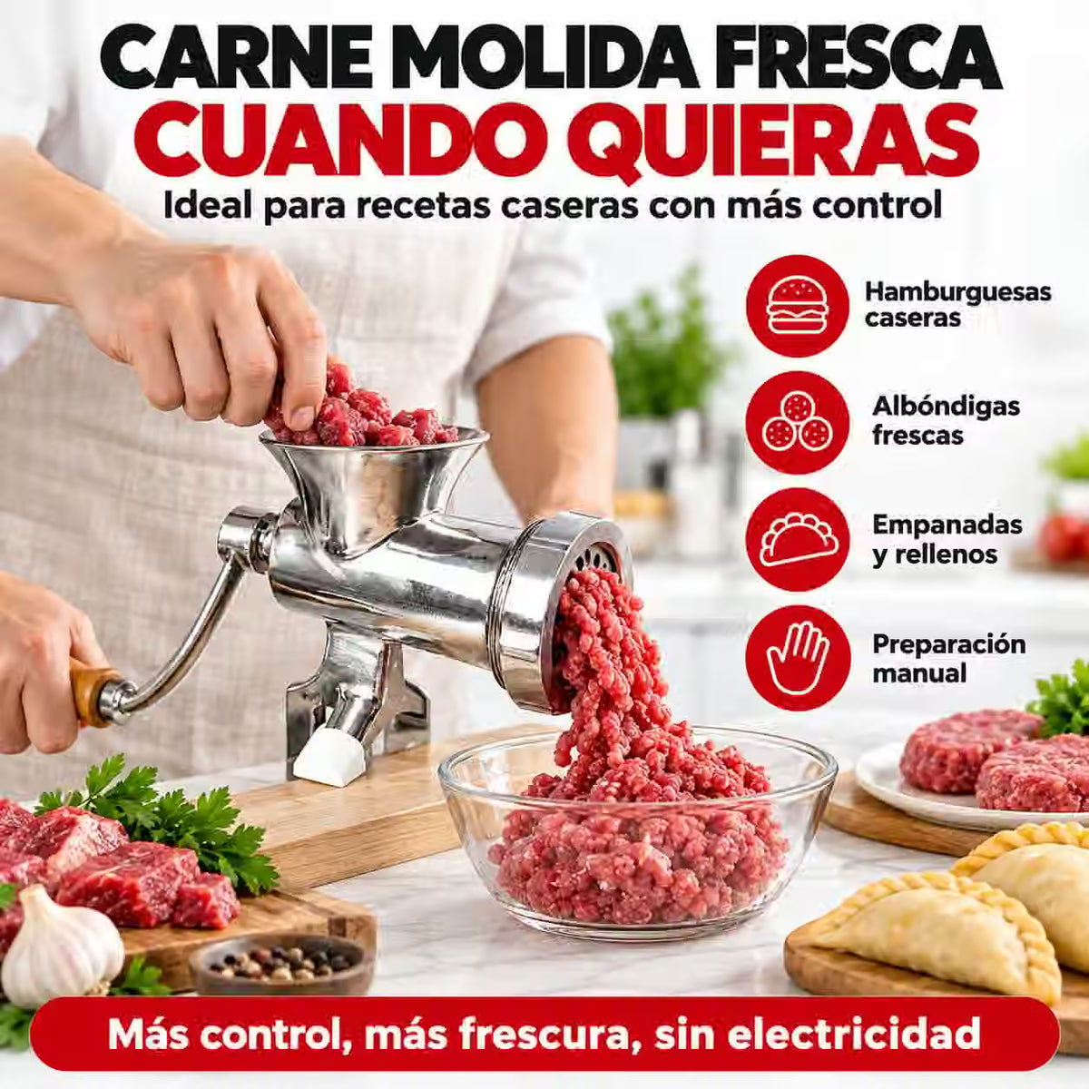 Molino Manual para Moler Carne y verduras en Casa