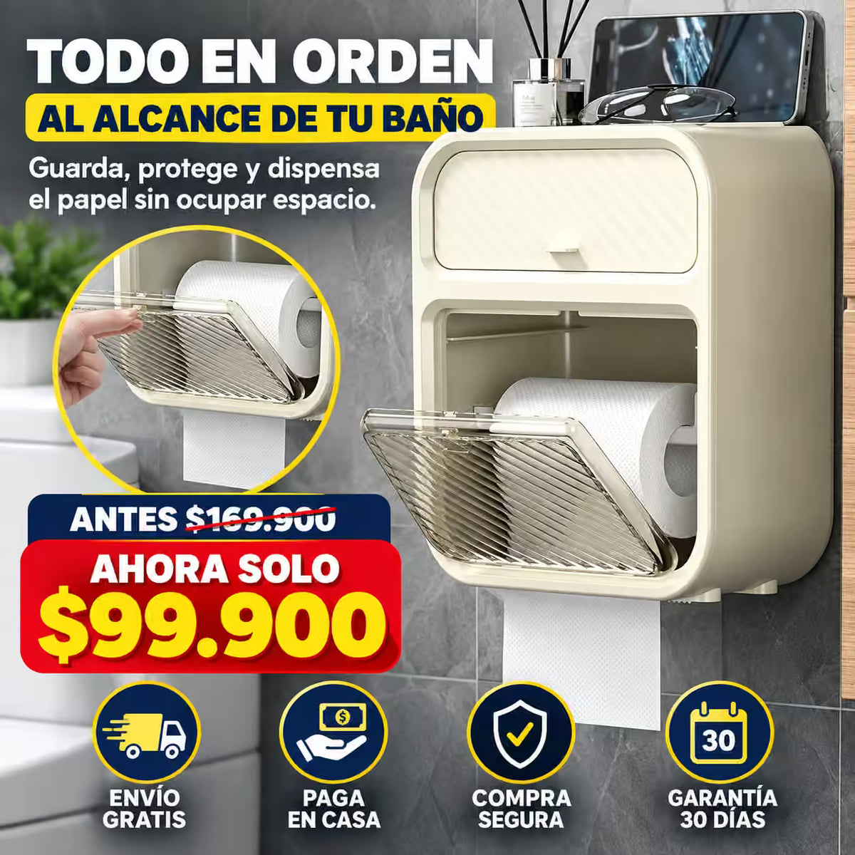 Organizador y Soporte de papel Higiénico para Baño®
