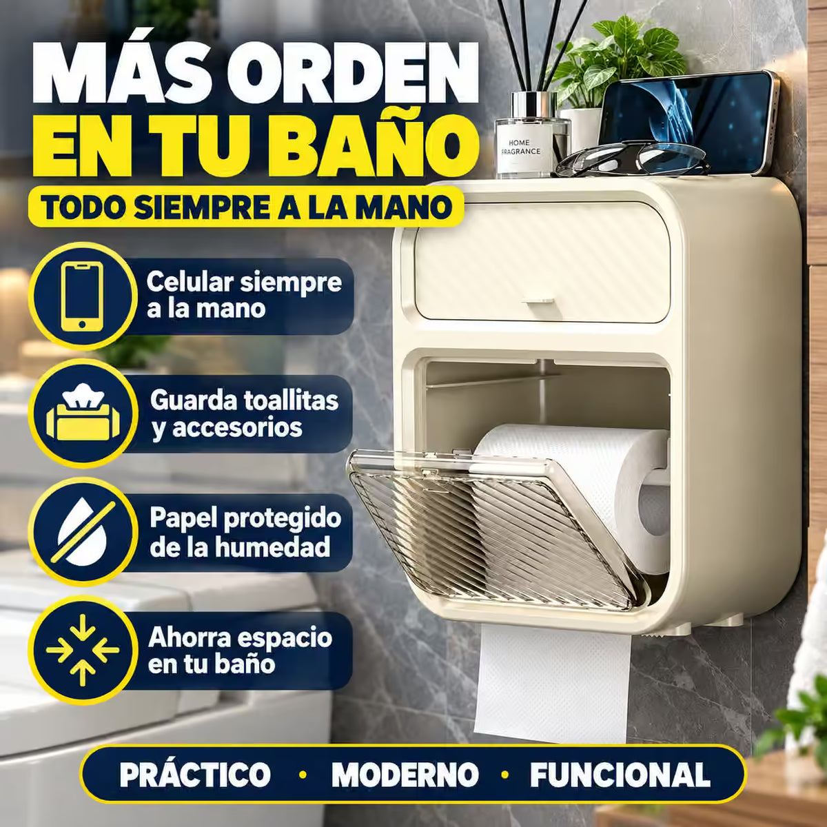 Organizador y Soporte de papel Higiénico para Baño®