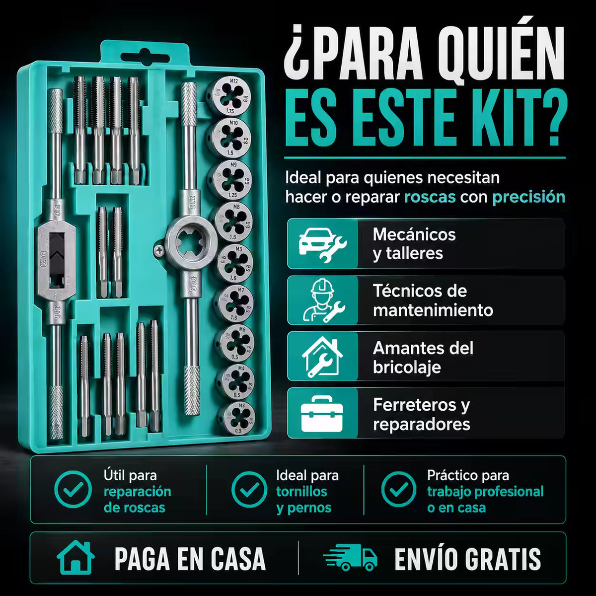 Kit De Machuelos y  tarrajas De Acero™