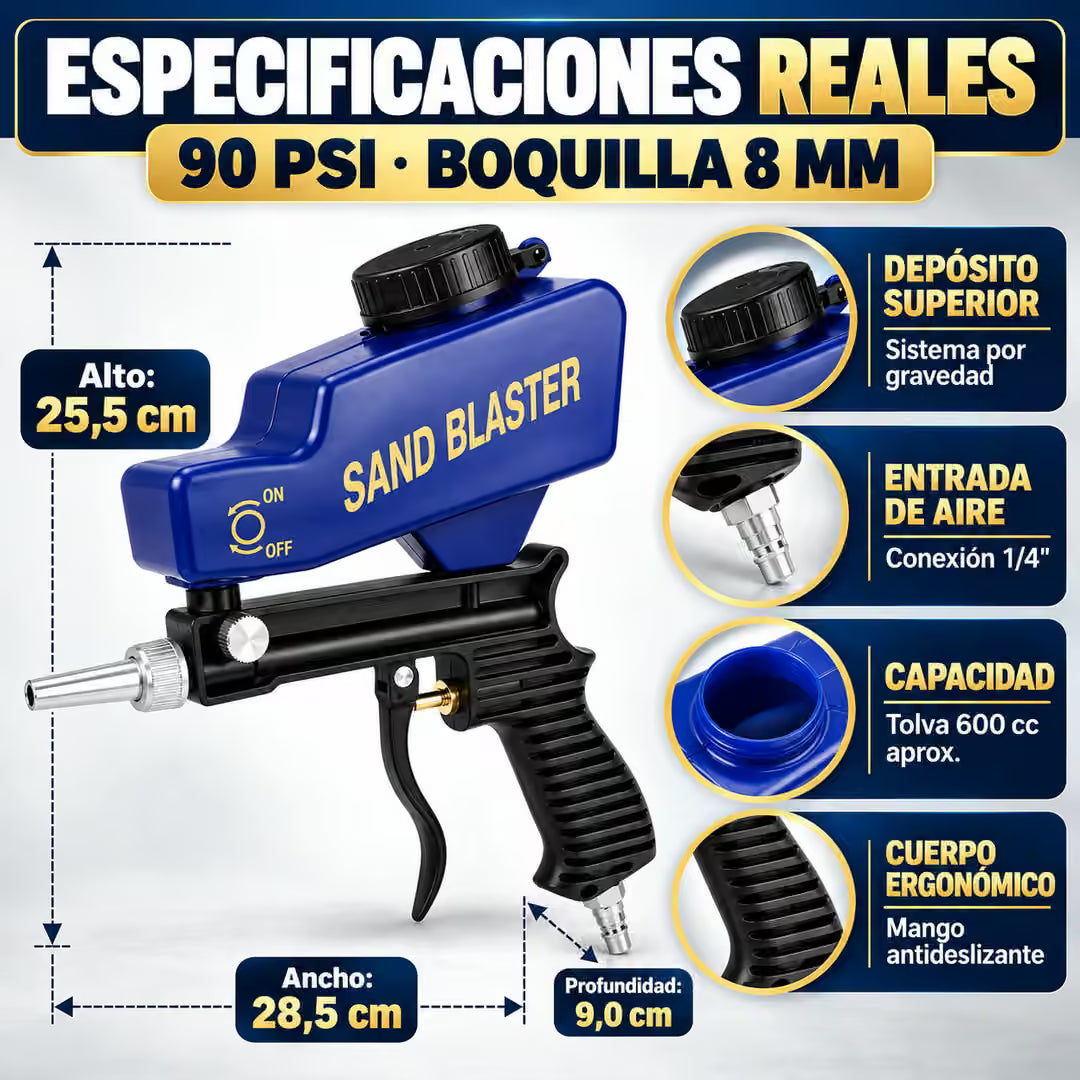 Pistola de Chorro de Arena Neumática para Eliminar el Oxido y pintura sin Esfuerzo ®